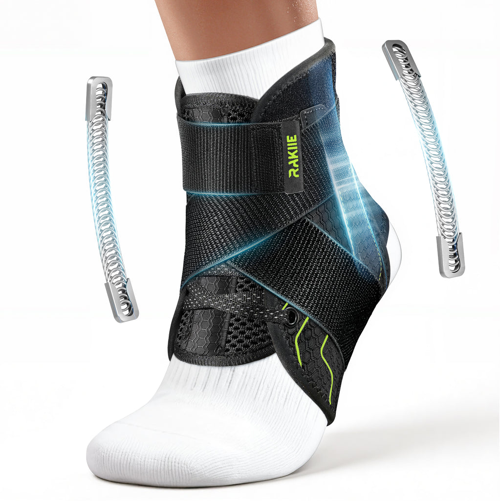 Quick Lace Up Ankle Brace with 2 Metal Support Stays, Breathable Stabilizer for Sprained Ankle, Slim Fit Ankle Support for Men & Women, Sports, Running, Basketball
