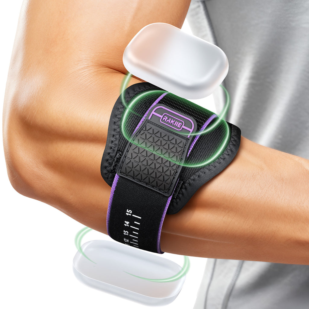 Upgraded Tennis Elbow Brace for Men Women with 2 Silicone Pads, Adjustable Golfers & Tennis Elbow Strap for Tendonitis Pain Relief, Support for Sports, Fits Forearm 7.1"-14"