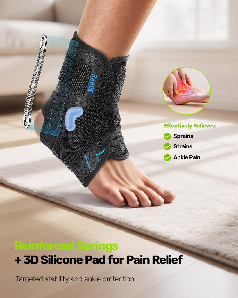 Bukihome Ankle Brace For Women & Men - Maximum Support For Sprained Ankle Injury Recovery With Detachable Aluminum Plate Elastic Adjustable Lace Up