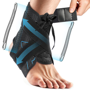 Ankle Brace for Women Men, Lace Up Ankle Brace with Reinforced Metal Support and 3D Silicone Pad, Lightweight Ankle Stabilizer