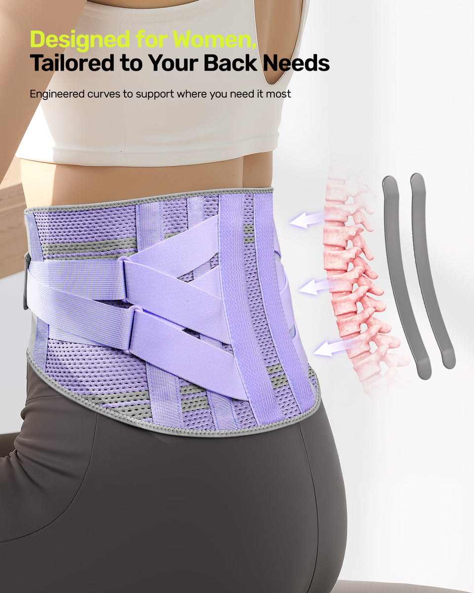 Rakiie Back Brace for Women, Ergonomic Adjustable Lumbar Support for P ...