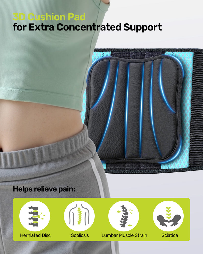 Reian Back Support Belt for Men and Women, Lower Back Brace for Pain Relief Breathable Lumbar Brace for Heavy Lifting, Herniated Disc, Scoliosis, Sciatica (Grey, Medium