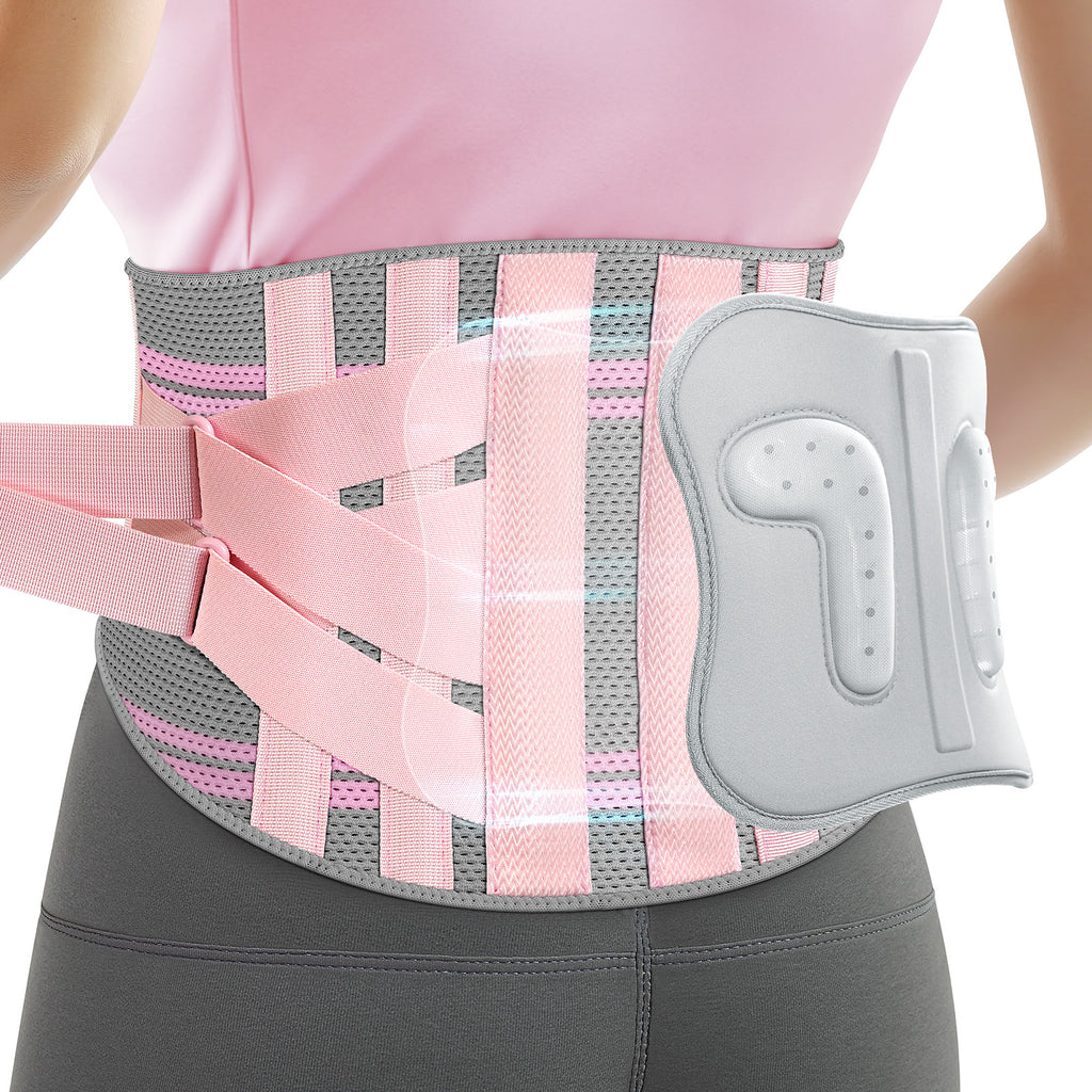 Rakiie Back Brace for Women, Ergonomic Adjustable Lumbar Support for Pain Relief, Sciatica, and Herniated Disc, 9X Support System with Upgraded 3D Silicone Pad